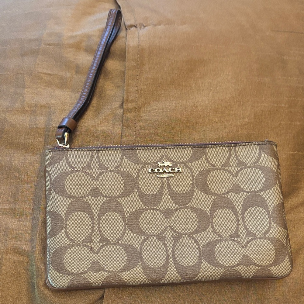 Coach Brown Wristlet Clutch